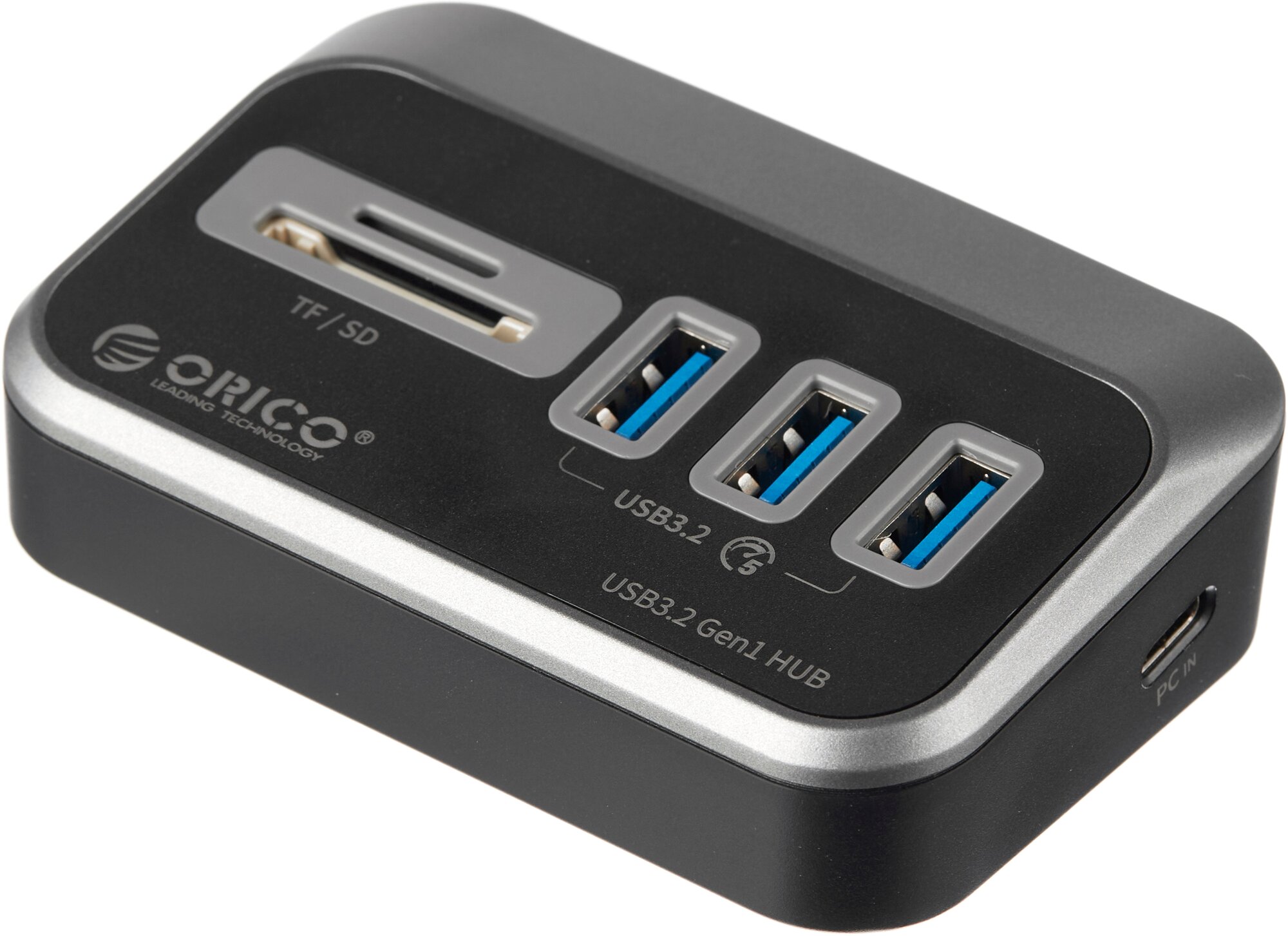 USB-концентратор + картридер, 3хUSB-A 3.2 Gen 1/ TF/ SD, Orico M3U3-3TS-05, черный [ORICO-M3U3-3TS-05-BK-BP]