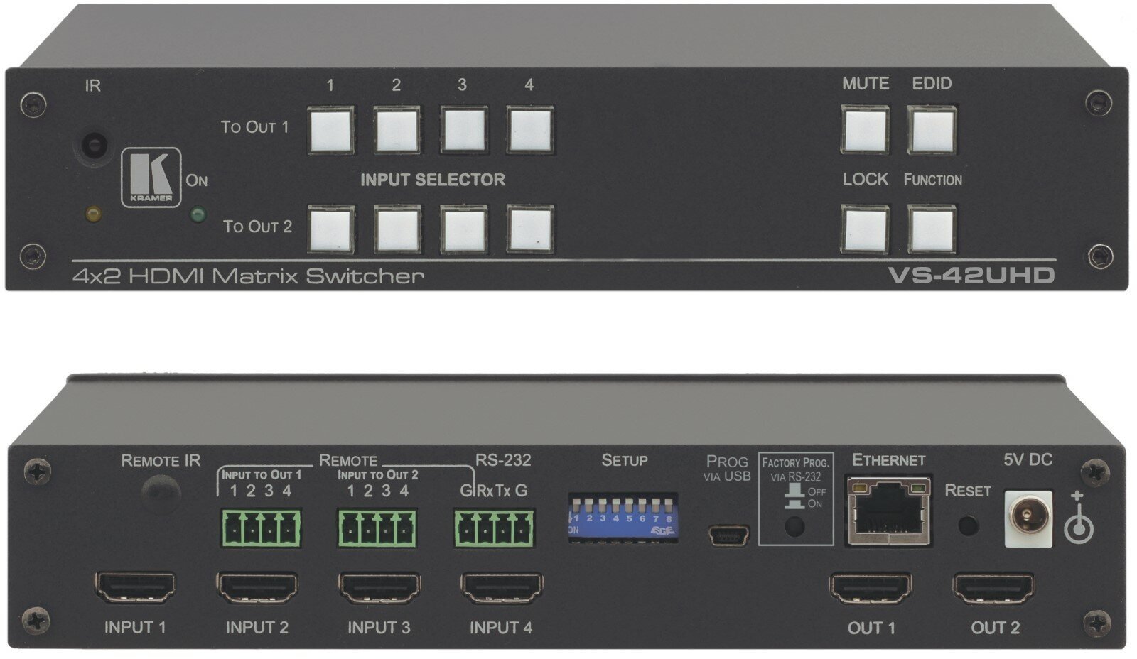 Коммутатор матричный Kramer VS-42UHD 4x2 4K UHD HDMI Matrix Switcher с ИК-пультом ДУ RC-IR3