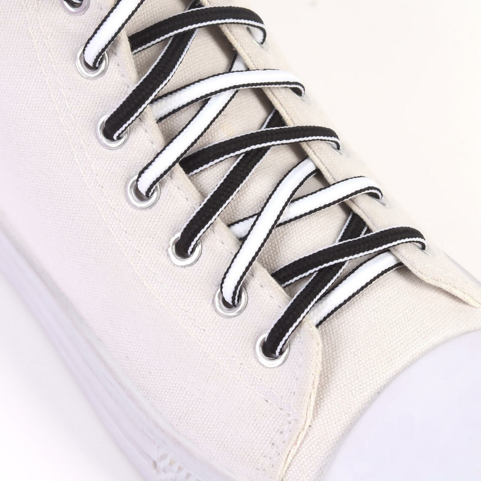 Шнурки для обуви пара круглые d = 5 мм 110 см цвет чёрный/белый