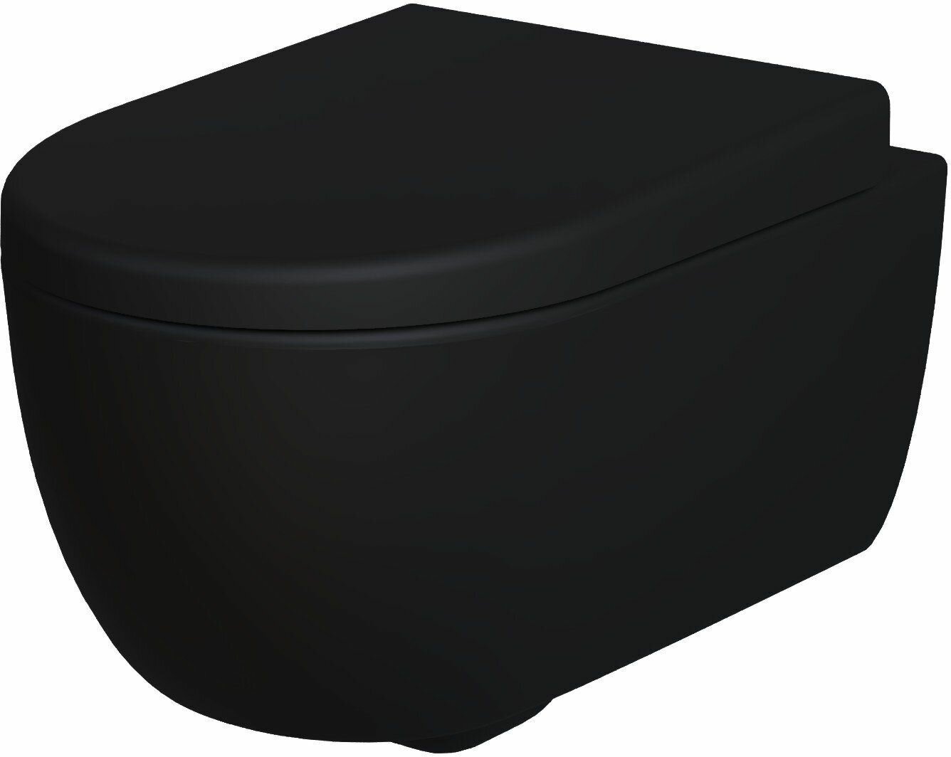 фото Унитаз подвесной безободковый черный Ambassador Abner 103T20201R (545*360*330) матовый