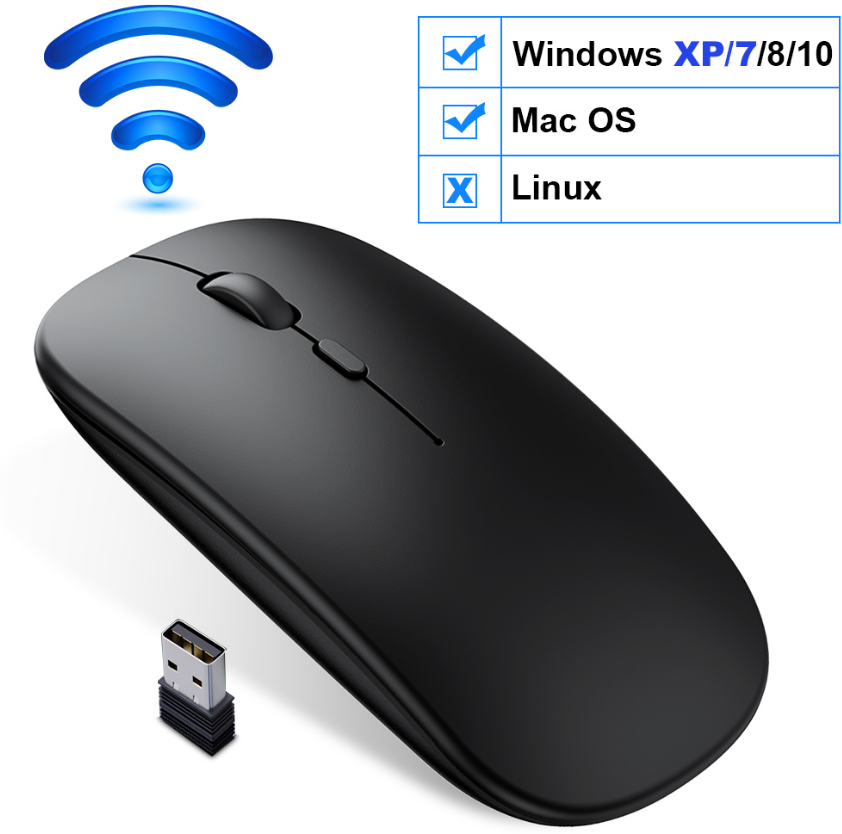 Беспроводная компьютерная мышь для компьютера ноутбука пк макбука / Wireless Mouse 2.4 G / черная