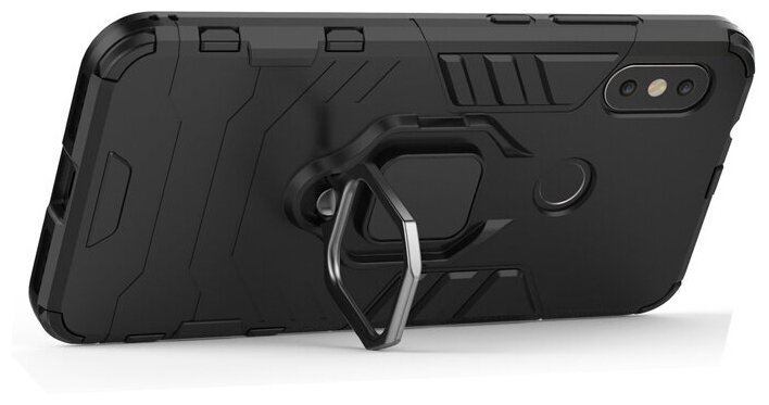 Противоударный чехол с кольцом Panther Case для Xiaomi Redmi 6 Pro / Mi A2 Lite черный
