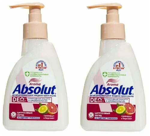 Absolut Мыло жидкое Cream Грейпфрут и бергамот, 2 уп., 250 мл, 250 г