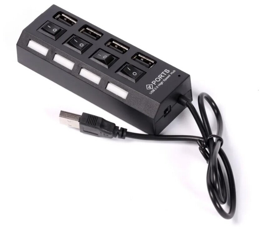 Переходник USB HUB Smartbuy на 4 порта (SBHA-7204-B) черный