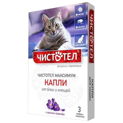 ЧИСТОТЕЛ капли от блох и клещей Максимум для кошек и собак от 2 до 10 кг 3 шт. в уп., 1 уп. чистотел раствор от блох и клещей максимум для кошек и собак от 1 до 60 кг 1 шт в уп 1 уп