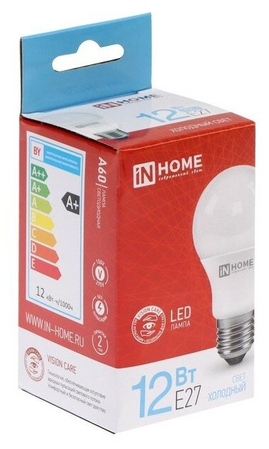 Упаковка ламп INHOME LED-A60-VC, 12Вт, 1080lm, 30000ч, 6500К, E27, 10 шт. - фото №7