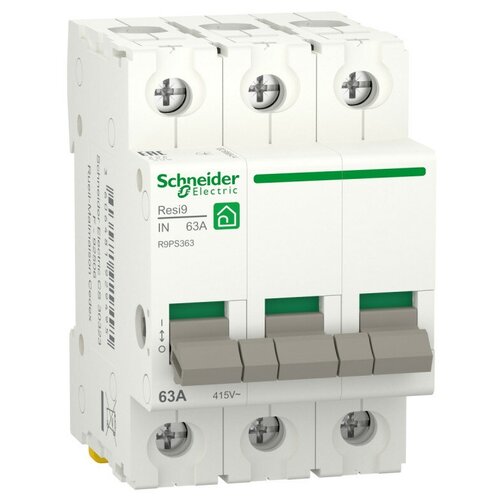 Рубильник модульный Schneider Electric Resi9, 3 полюса, 63A, ширина 3 DIN-модуля