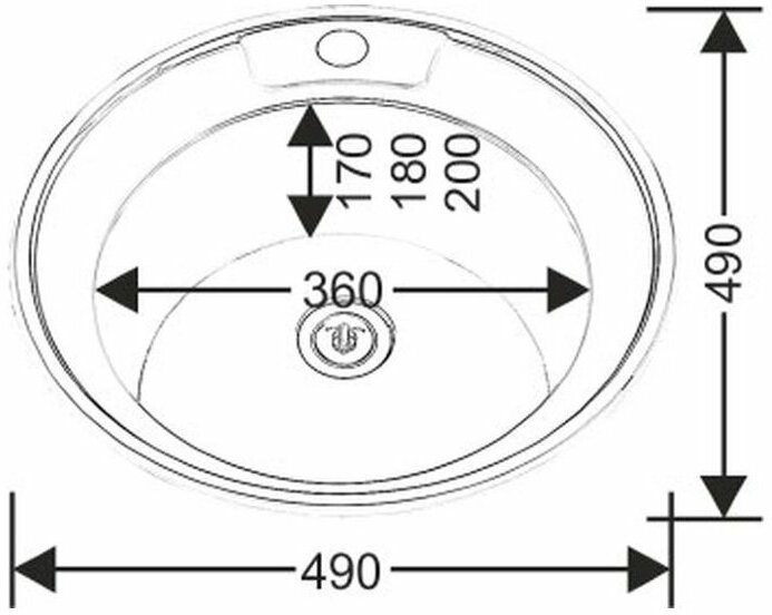 Мойка Melana 490 0,8/180 врезная круглая с сифоном (002 ta *15) - фотография № 3