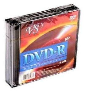 Диски DVD-R VS 16х 4.7Gb Slim VSDVDRSL501 5шт