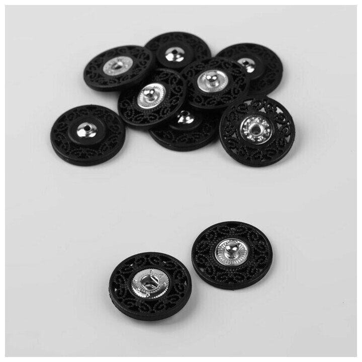 Кнопки пришивные декоративные, d - 21 мм, 5 шт, цвет черный
