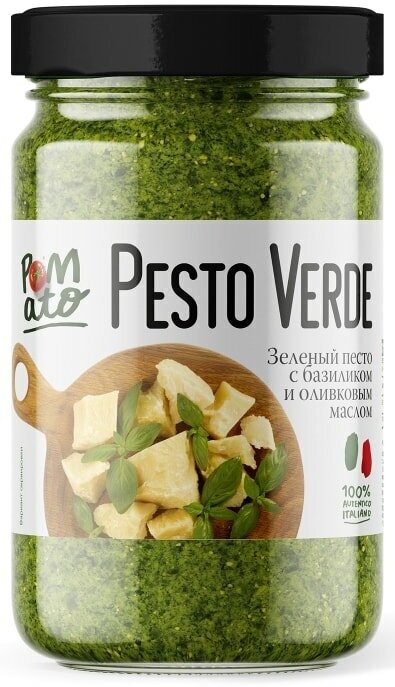 Соус Pomato зеленый песто с базиликом и оливковым маслом 190г