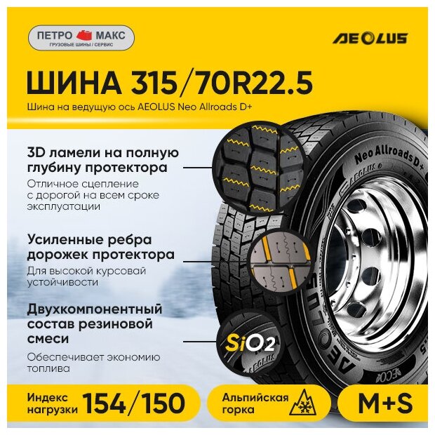 Шина 315/70R22.5 AEOLUS Neo Allroads D+