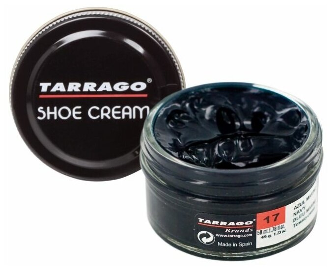 Крем для обуви Shoe Cream TARRAGO, цветной, банка стекло, 50 мл. (017 (navy) тёмно-синий)