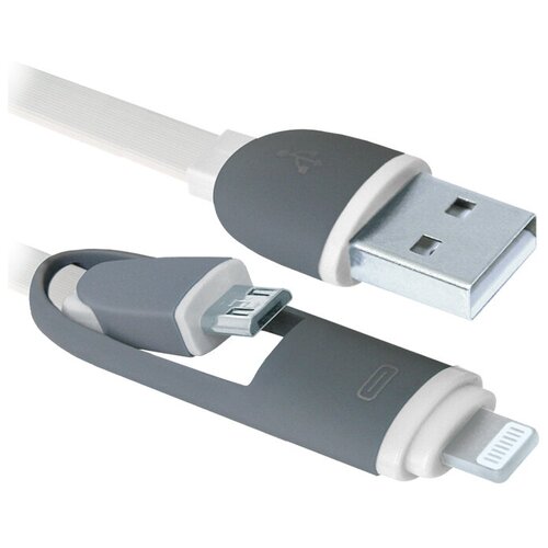 Кабель Defender USB10-03BP, синий, MicroUSB+Lightning, 1 метр