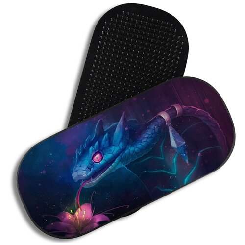 фото Доска садху для йоги с гвоздями, уф печать, овал животные фэнтези змея - 3682 woodart