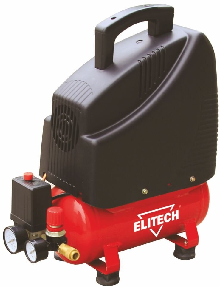 Elitech КПБ 190/6 безмасляный 180л/мин 6л 1100Вт красный