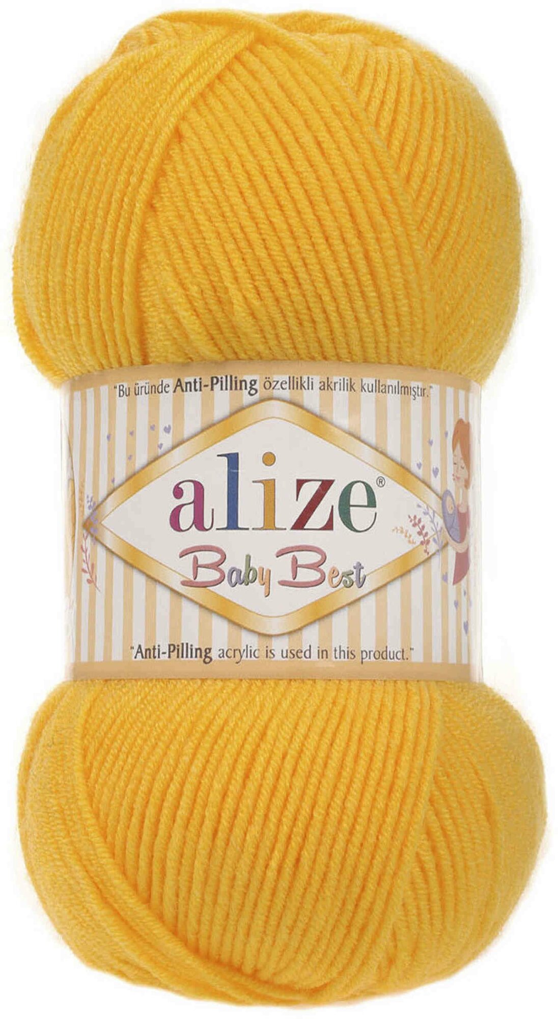 Пряжа Alize Baby best желтый (216), 90%акрил/10%бамбук, 240м, 100г, 1шт