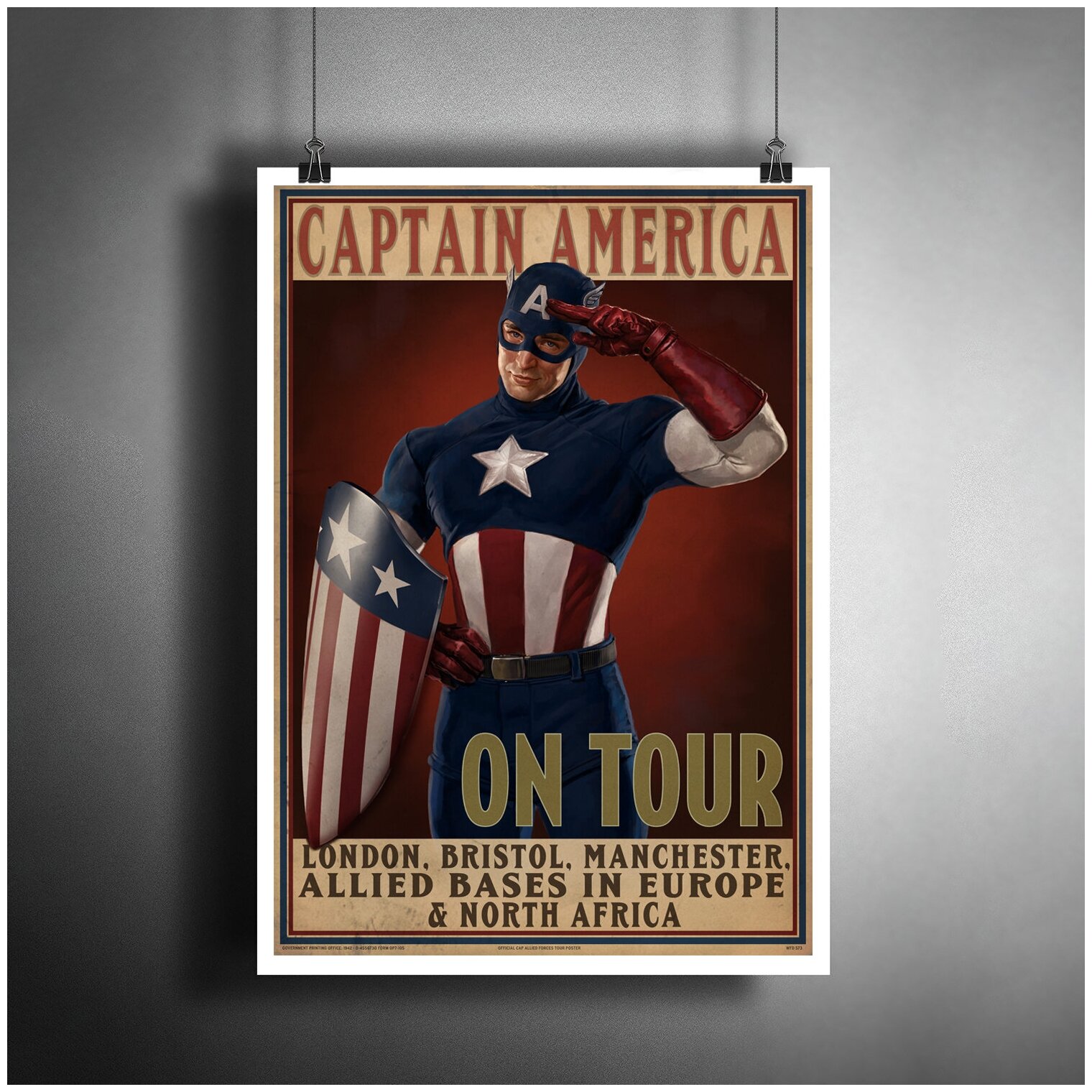 Постер плакат для интерьера "THE AVENGERS - CAPTAIN AMERICA (мстители - капитан америка)"/ Декор дома, офиса, комнаты A3 (297 x 420 мм)