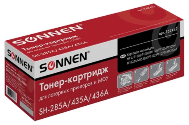Картридж лазерный SONNEN (SH-285A/435A/436A) для HP LJ P1002/1504/1102/M1212, рес. 2000 стр., 362442 - фото №1