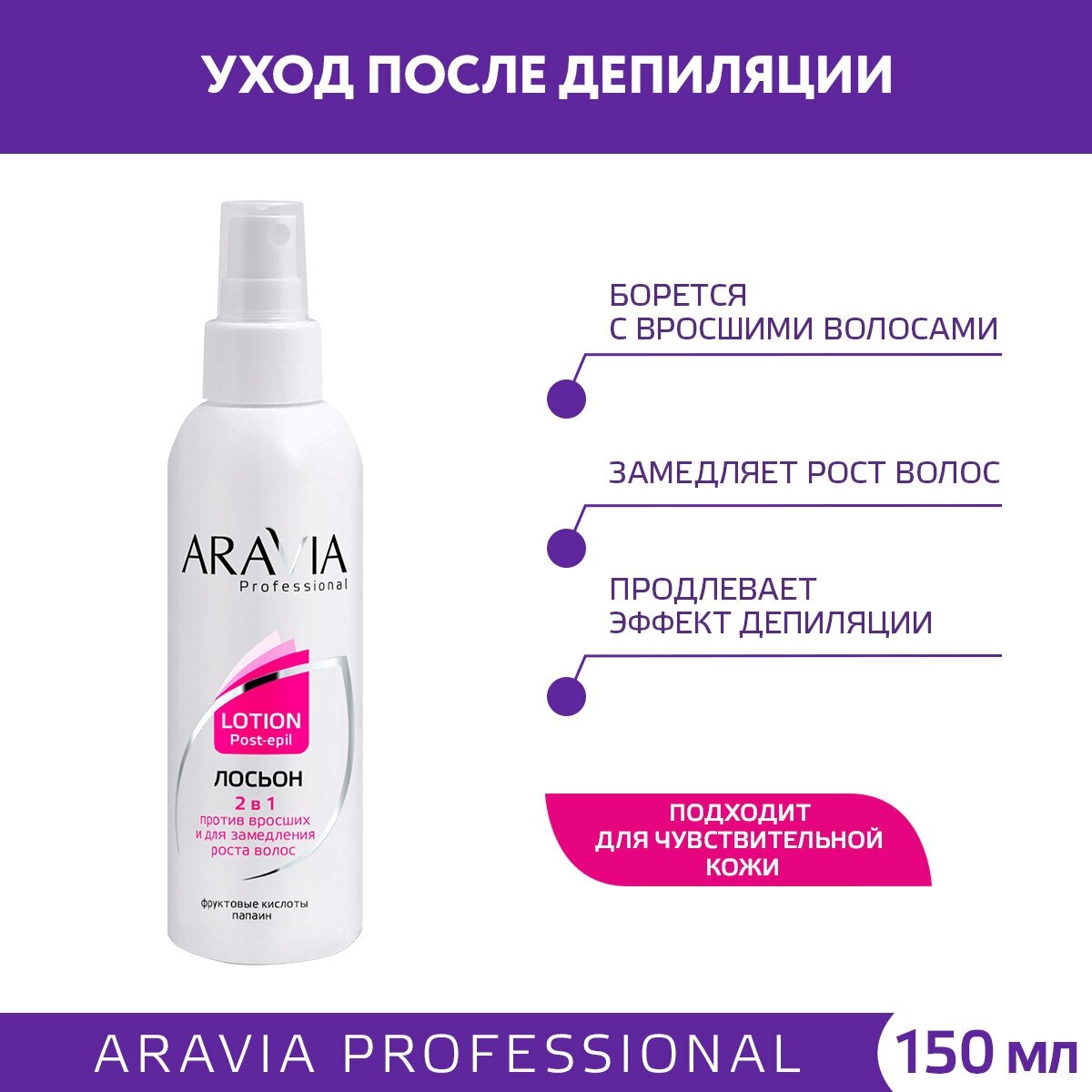 Aravia professional Лосьон 2 в 1 от врастания и для замедления роста волос с фруктовыми кислотами 150 мл (Aravia professional, ) - фото №3