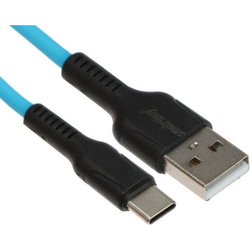 Кабель Smartbuy S21, Type-C - USB, 3 А, 1 м, зарядка + передача данных, синий