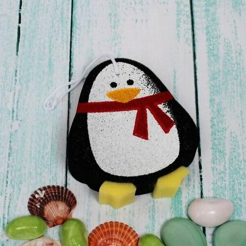 Губка для тела поролоновая фигурная Sweet kids - Пингвинёнок Лэри, 13*12 см (ZIP пакет)