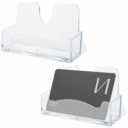 Подставка для визиток настольная BRAUBERG CLASSIC 40х100х55 мм, на 50 визиток, прозрачная, 238103, ВТ01 комплектация 2 шт подставка для визиток настольная 40×100×55 мм прозрачная вт01