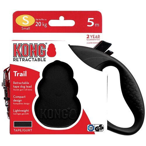 Поводок-рулетка для собак KONG Trail S 5 м 12 мм черный