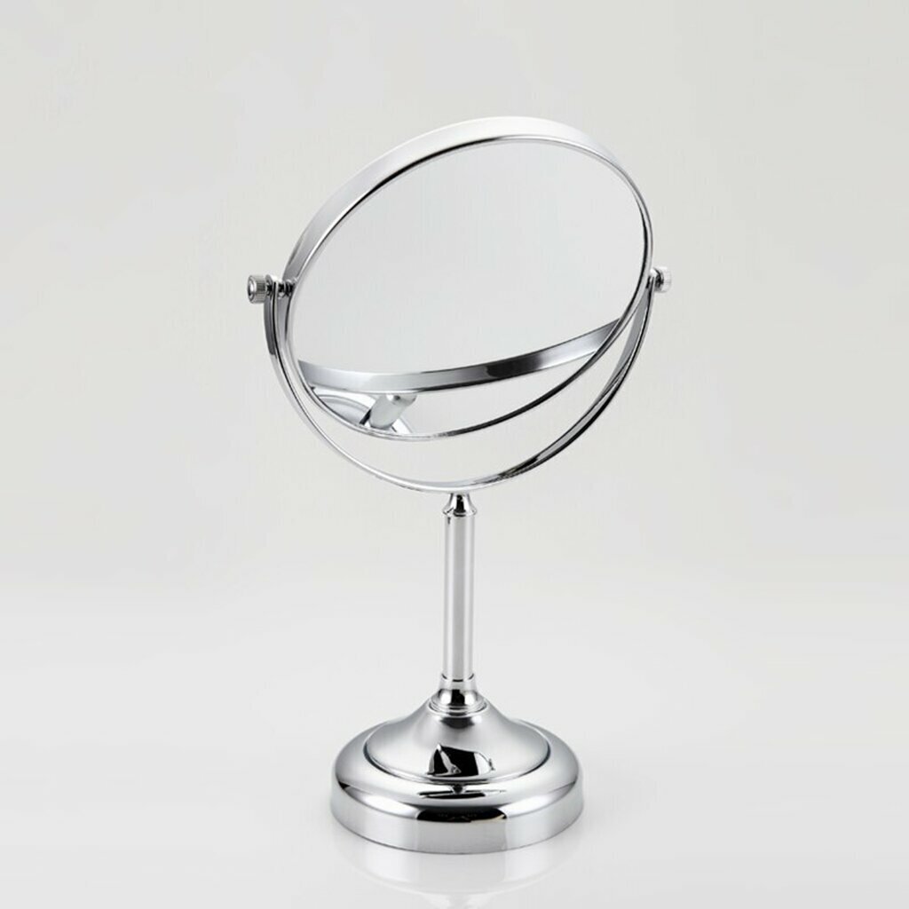 Зеркало косметическое двустороннее настенное Ø 15 см регулируемый кронштейн Хром. F6206