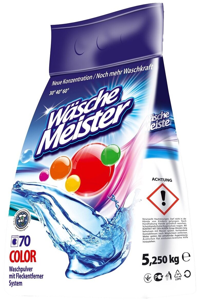 Стиральный порошок Wasche Meister Color для цветного белья ЭКО 5,250 кг (70 стирок) Германия