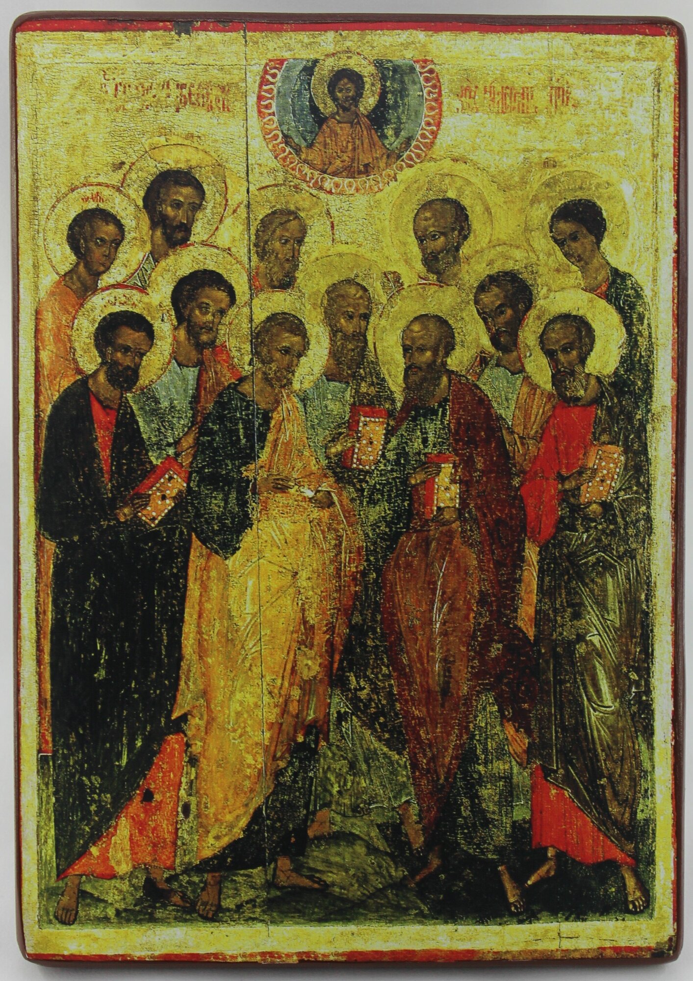 Православная Икона Собор 12-ти Апостолов, деревянная иконная доска, левкас, ручная работа(Art.1126С)