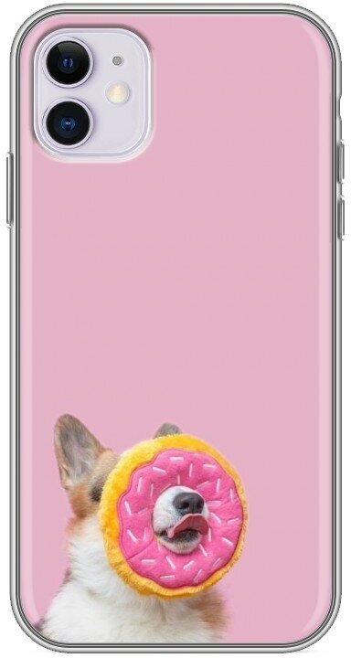 Дизайнерский силиконовый чехол для Айфон 11 / Iphone 11 Собака и пончик