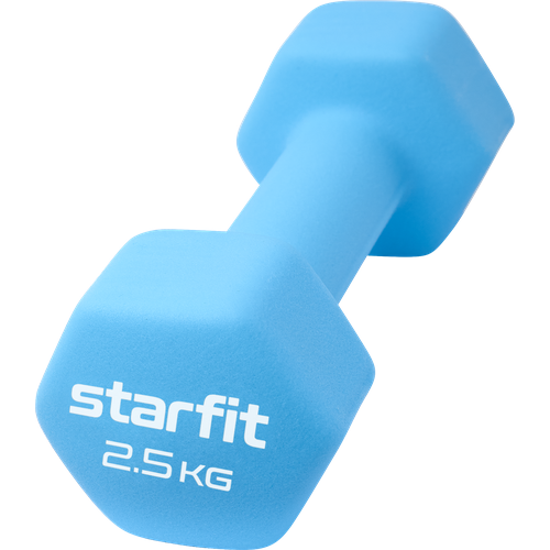 Гантель неопреновая Starfit Db-201 2,5 кг, синий пастель гантель неопреновая starfit db 201 3 кг коралловый
