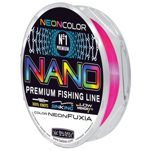 фото Леска рыболовная balsax nano neon fuxia 0.25 мм 100 метров / для рыбалки / для фидера / для карпа