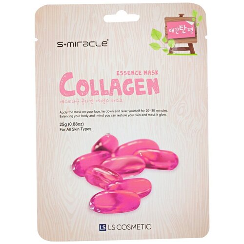 LS Cosmetic тканевая маска s+miracle коллаген, 25 г, 25 мл
