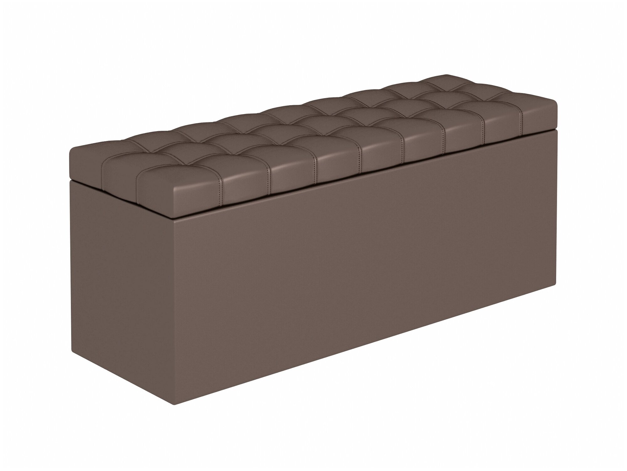 Пуфик БонМебель Квадро 3, коричневый, 112х36х44, пуф с ящиком для хранения, экокожа, пуфик в прихожую, мебель