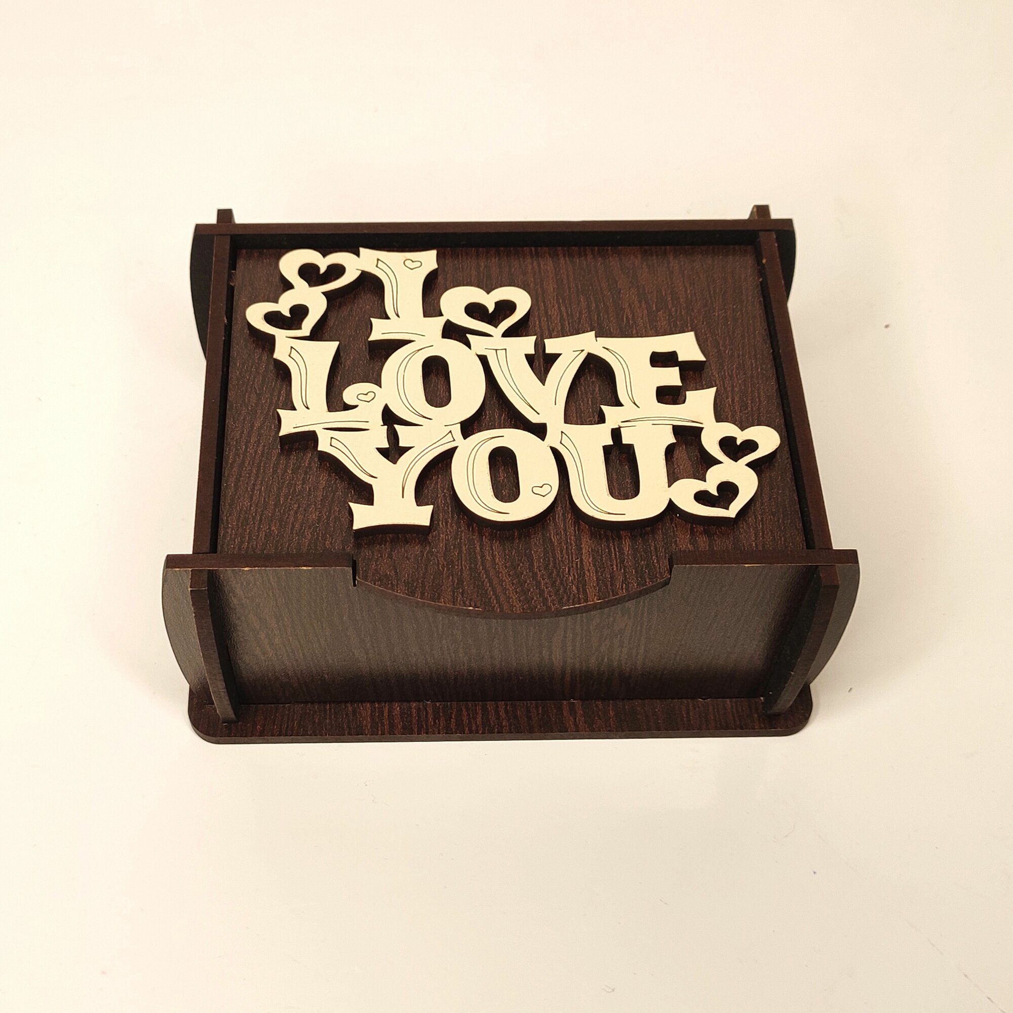 Шкатулка Прямоугольная темная с надписью "I love you"