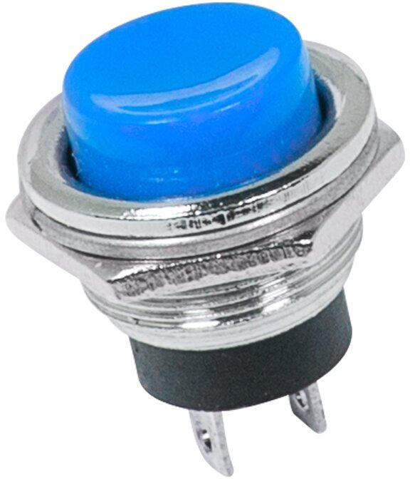 Выключатель-кнопка Rexant OFF-(ON) Ø 16.2, металл, синяя (250В 2А (2с)) (RWD-306) {36-3352}