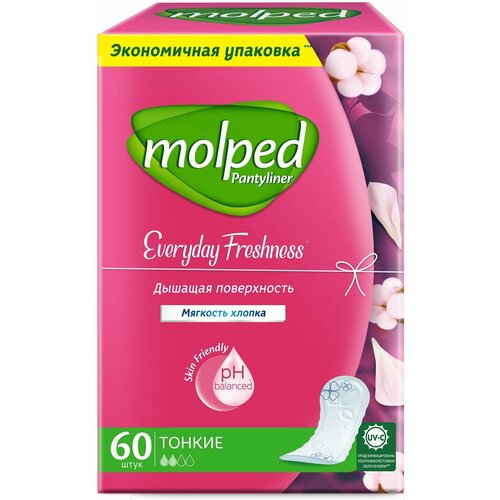 Ежедневные прокладки женские гигиенические MOLPED Everyday Freshness 60 шт molped прокладки ежедневные everyday freshness 2 капли 20 шт