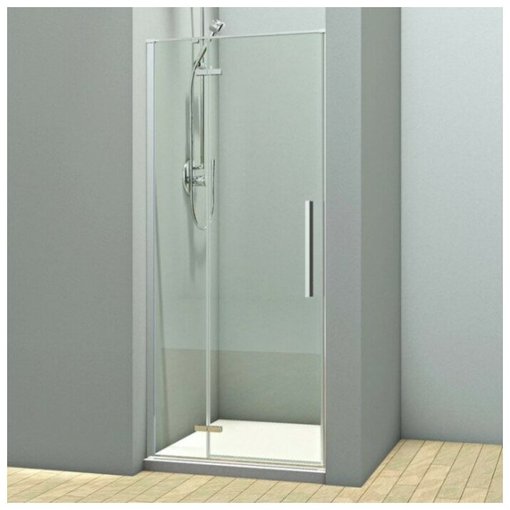 Душевая дверь распашная в нишу Veconi VN-73 120 см, профиль хром, прозрачное стекло Easy Clean 6 мм