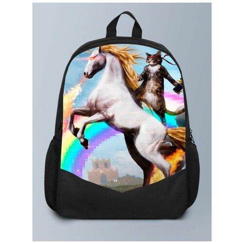 фото Черный рюкзак с принтом животные единорог nyan cat, единорог, - 77 brutbag