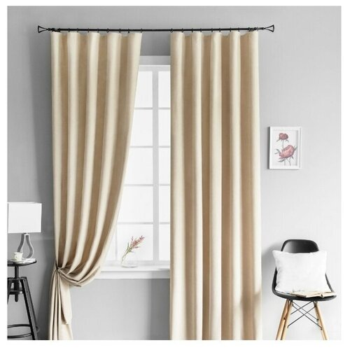 фото Комплект штор pasionaria "тина бежевый" на шторной ленте, 145х270 см - 2 шт.