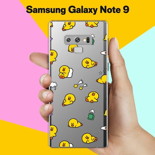матовый чехол space stickers для samsung galaxy note 9 самсунг ноут 9 с 3d эффектом черный Силиконовый чехол на Samsung Galaxy Note 9 Утята / для Самсунг Галакси Ноут 9