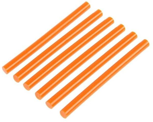 Клеевые стержни тундра, 7 х 100 мм, оранжевые, 6 шт.