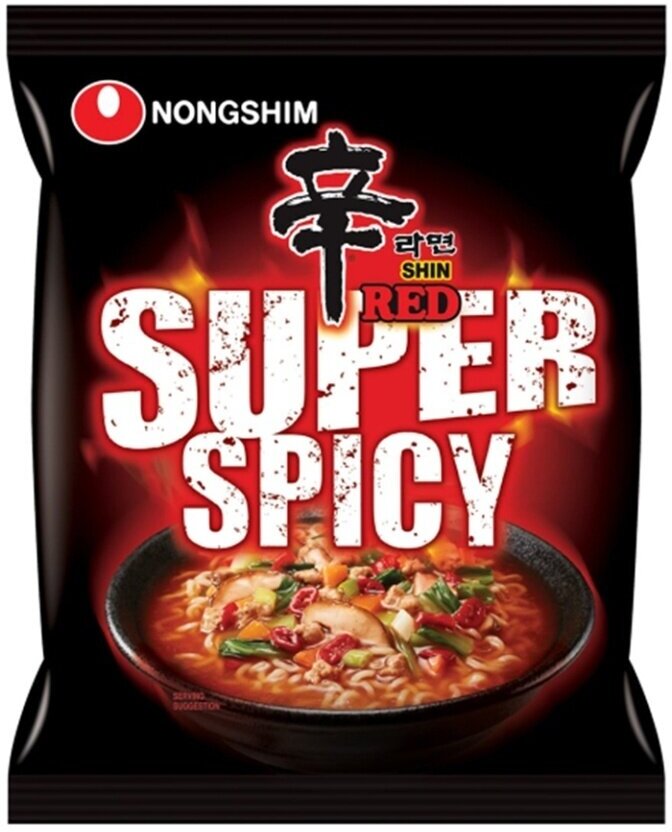 Лапша быстрого приготовления Nongshim Шин Рэд Супер острая 120 г, Республика Корея