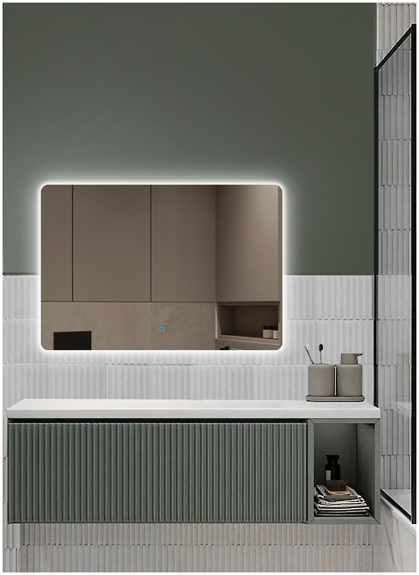 Зеркало для ванной Prisma 40*60 прямоугольное горизонтальное "парящее" с нейтральной LED-подсветкой