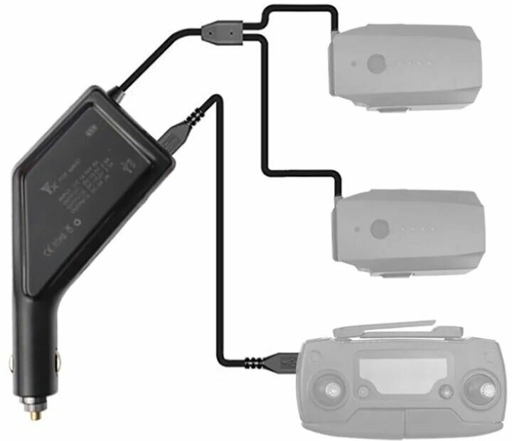 Автомобильное зарядное устройство для 2 аккумуляторов и пульта DJI Mavic Pro YX