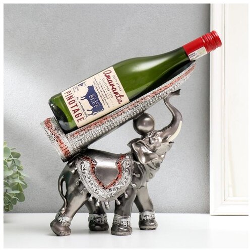 фото Сувенир полистоун подставка под бутылку"грифельный слон" 29,5х29х10 см 4311172 . сима-ленд