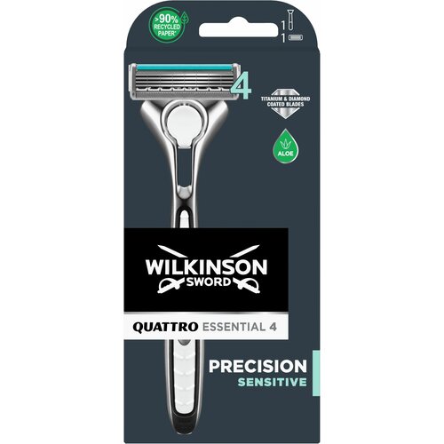 quattro titanium сменные кассеты 4 шт станок c 1 кас Бритвенный станок Wilkinson Sword Quattro Titanium Precision, сменные кассеты 1 шт.