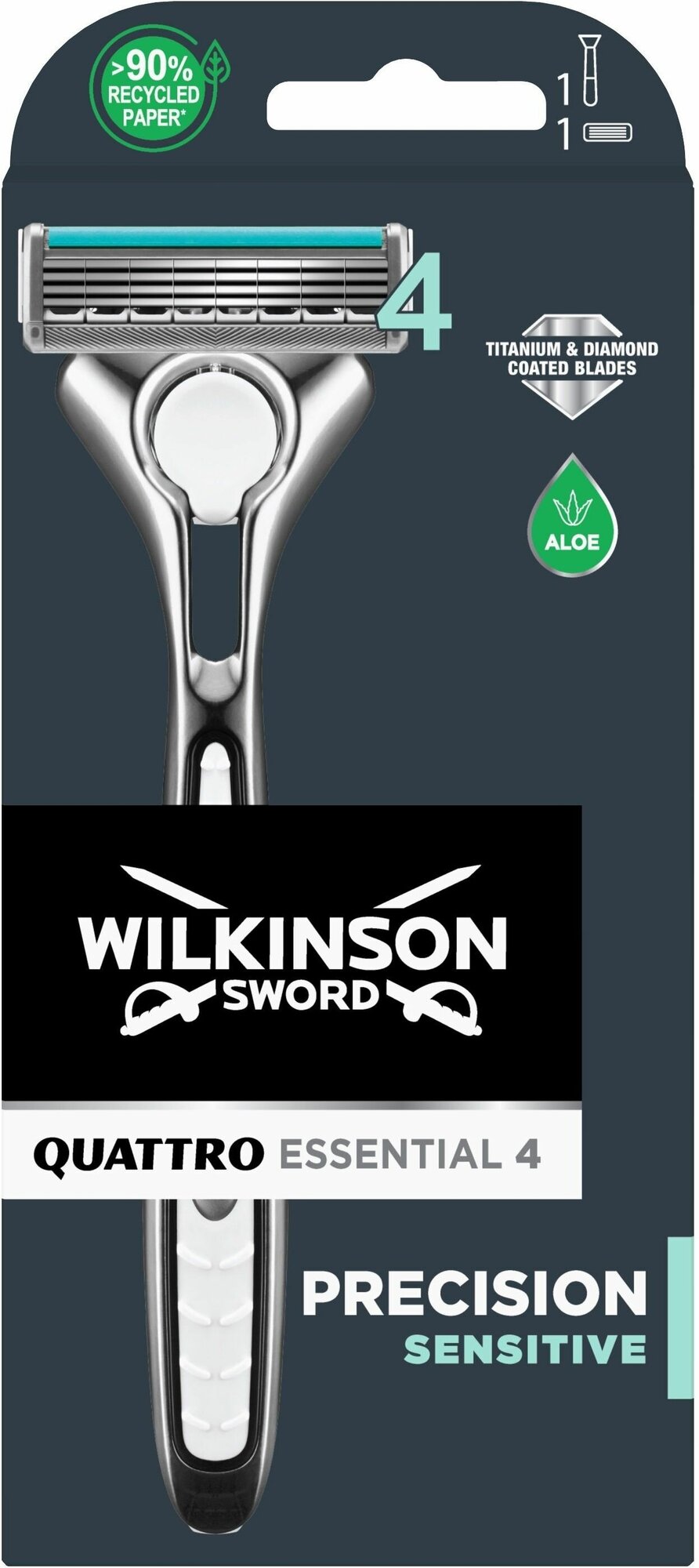 Бритвенный станок Wilkinson Sword Quattro Titanium Precision сменные кассеты 1 шт.